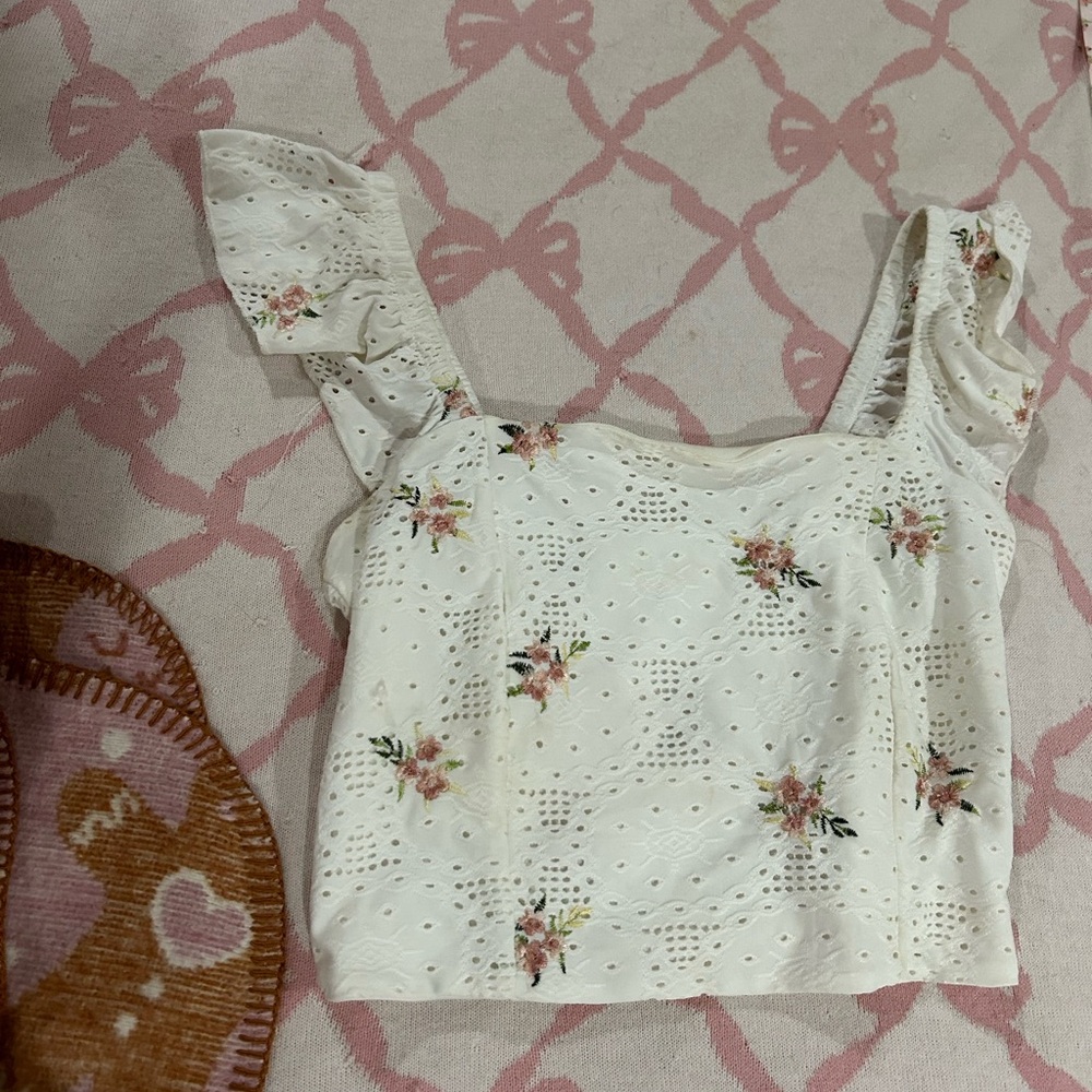 Floral Eyelet Blouse - Cream